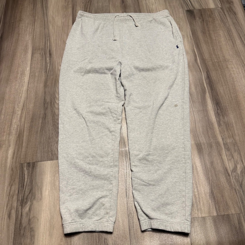Polo Ralph Lauren Mens Heather Gray 100% Cotton Sweatpants Joggers Large Vintage